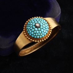 Turquoise is one of the most ancient gemstones, prized by the Aztecs, Ancient Egyptians, Native Americans for its perceived talismanic properties as well as its vibrant blue color. Queen Victoria was a lover of the gemstone and it is said that she gave a portrait ring encircled by turquoise cabochons to each of her ladies in waiting upon her marriage to Prince Albert. Royalty in general (and the Queen in particular) set the trends in the 19th century, so if Victoria was seen to be wearing and gi The Aztecs, Lady In Waiting, Ancient Egyptians, Single Rose, Snake Necklace, Prince Albert, Stick Pins, Queen Victoria, Vibrant Blue