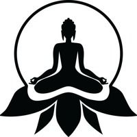 the silhouette of a person sitting in a lotus position