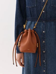 Chloé Marcie Micro Bucket | Chloé US Bucket Bag Aesthetic, Clutch Bag Aesthetic, Luxury Bucket Bag, Mini Bucket Bag Outfit, Micro Bag Outfit, Mini Bags Aesthetic, Bucket Bags Outfit, Chloe Purse, Leather Bag Design