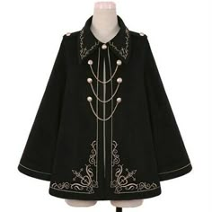 Premium Quality Lady Gothic Lolita Cloak Cape Jacket Winter Quilted Coat Poncho Retro Black Tops, Womens Clothing Embroidery Winter, Jacket Embroidery, Clothes Reference, Cape Jacket, Quilted Coat, Fantasy Clothing, Fantasy Fashion, Lolita Dress, Gothic Lolita