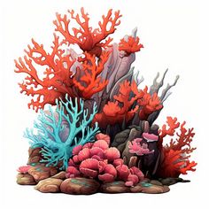 Coral Reef Clipart: High-Def Vector in Chiaroscuro Art Style & 4K