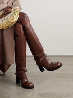 Burberry Boots, Fall Winter Shoes, Leather Thigh High Boots, Designer Runway, Leather Knee Boots, Heeled Pumps, Stirrup Leathers, Equestrian Boots, Designer Slippers