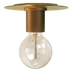 a light bulb with a metal cap on the top that is hanging from a ceiling fixture