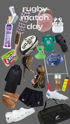 there are many items that can be seen in this image, including shoes, clothing and other things