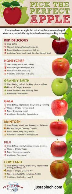 an info sheet with different types of apples