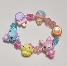 Cutecore Bracelets, Cutecore Bracelet, Bracelets Kawaii, Decora Accessories, Cutecore Pink, Unicorn Milkshake, Kawaii Bracelet, Kawaii Outfit Ideas, Kandi Inspo