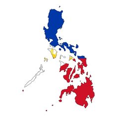 a map of the philippines with different colors on it's side and an area marked in red, white, and blue