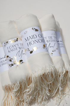 three pairs of white socks with gold sequins on them and the label reads maid of the honeybird