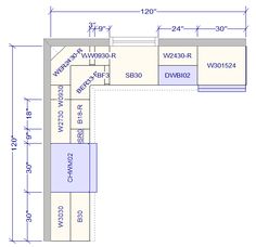 a drawing of a kitchen with measurements for the cabinets and countertop area in it