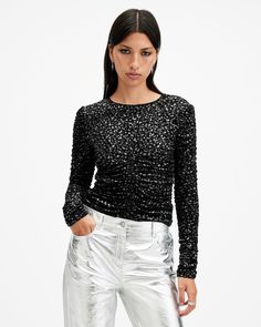 A top for everything you've got happening this season. Dinner dates, pub nights, after-work gigs – the Eris Top is an immediate win. The stretchy fabric is complete with a metallic devoré animal print and shaped to a slim cropped fit with long sleeves.   This top is designed to a slim fit Pullover Round neck Stretchy fabric Long sleeves Ruched detailing Metallic devoré leopard print Lightweight Leopard Print Fabric, Ruched Top, Leopard Print Top, Formal Shirts For Men, Newborn Dresses, Pullover Designs, Set Outfit, Blouse Black, Newborn Outfits