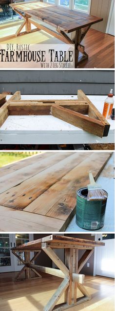 the diy farmhouse table is made from old pallets