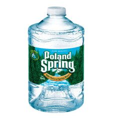 a bottle of poland spring water on a white background