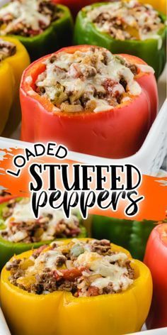 stuffed peppers with cheese and meat in them