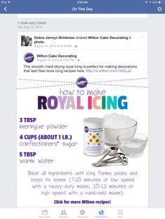 an ad for royal icing is shown on the facebook page, with instructions to use it