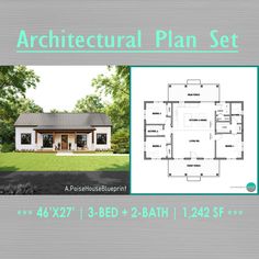 the architectural plan set is shown in blueprint