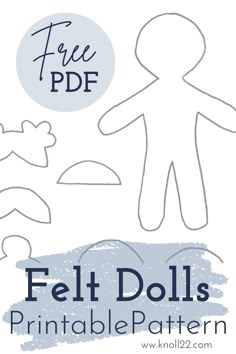 black line outline of a felt doll pattern Easy Felt Dolls Diy, Felt Doll Pattern Free Templates Quiet Books, Free Doll Patterns To Sew Simple, Paper Doll Pattern, Tiny Doll Pattern Free, Diy Felt Doll House, Stuffed Doll Pattern, Pocket Dolls Pattern Free, Felt Paper Dolls Pattern Free