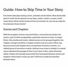 an article about how to stop time in your story, with the text below it