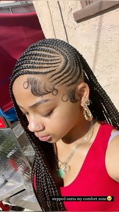 Alicia Keys Lemonade Braids, Lemonade Braids With Box Braids In Back, Lemonade With Knotless, Side Part Stitch Braids, Lemonade Box Braids, Side Part Braids Hairstyles, Lemonade Braids With Knotless, Alicia Keys Braids Hairstyles, Braids Baddie