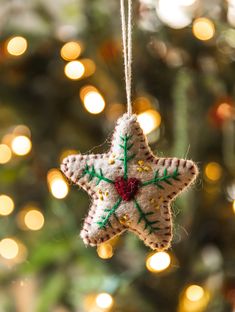 an ornament hanging from a christmas tree