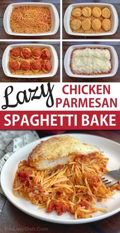 easy chicken parmesan spaghetti bake recipe with step by step instructions on how to make it