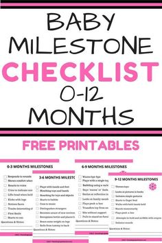 a baby milestone checklist with the text free printables for babies and mothers