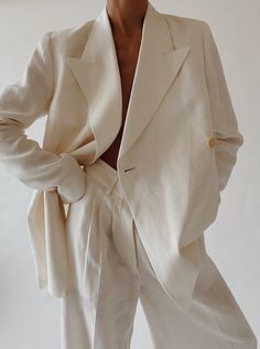 Linen Suits Women, White Suit, Linen Suits, Linen Suit, Winter Mode, Moda Vintage, 인�물 사진, Linen Blazer