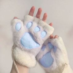 Cat Paw Fingerless Gloves, Paw Fingerless Gloves, Paw Gloves, Blue Gloves, Kawaii Accessories, Girly Accessories, Cat Paw, Hello Kitty Items, Fluffy Cat