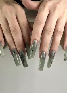 Minecraft Nails Designs, Minecraft Nails, Daisy Acrylic Nails, Asian Nails, Punk Nails, Goth Nails, Grunge Nails, Her Nails, Hair Done