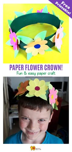 the paper flower crown is an easy craft for kids to make