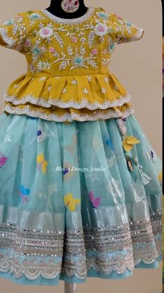 Long Frocks Indian Designer Dresses, Indian Designer Dresses, Baby Dress Embroidery, Pattu Pavadai