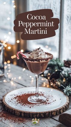 a chocolate peppermint martini on a white plate