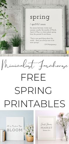 the free spring printables are perfect for decorating with flowers, books and other things