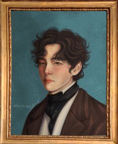 an oil painting of a young man in a suit and bow tie, wearing a black necktie