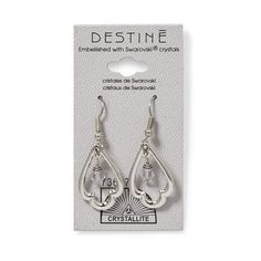 Destine Trefoil Dangle Earrings Crystallite Destine Trefoil Dangle Earrings | Silver | Trefoil Dangle | Sally Beauty Metal Teardrop Dangle Earrings With Lever Back, Wardrobe Fashion, Dangle Earrings Silver, Sally Beauty, Drop Design, Swarovski Stones, Drops Design, Austrian Crystal, Silver Earrings Dangle