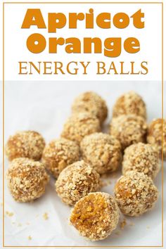 apricot orange energy balls with text overlay