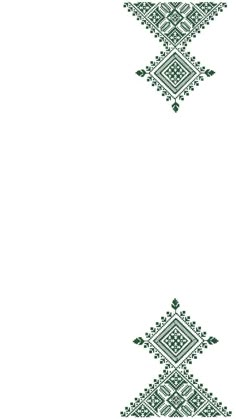 two green and white designs on a white background