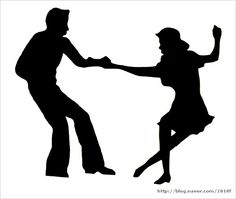 two people are dancing together in silhouettes on a white background, one is holding the other's hand