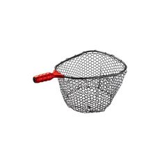 a wire basket with a red handle is shown on a white background in this image