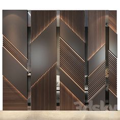 an image of a room divider that is made out of wood and metal panels