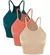 ODODOS Women's Crop 3-Pack Washed Seamless Rib-Knit Camisole Crop Tank Tops Amazon Outfits, Seamless Knitting, Summer Must Haves, Cropped Camisole, Amazon Clothes, Amazon Favorites, Amazon Must Haves, Women's Tank Tops, Workout Sets