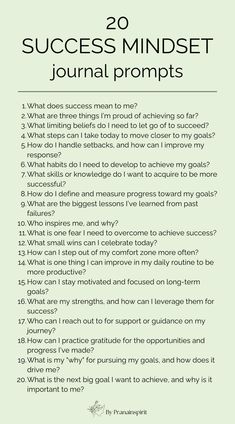 Success Journal Prompts, Mindset Journal Prompts, Success Journal, Mindset Journal, Journal Lists