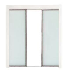 an open sliding glass door on a white background