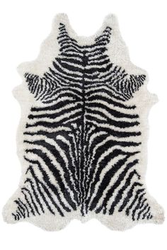 a black and white zebra print rug on a white background with the pattern of an animal's skin