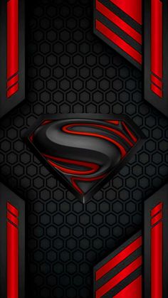 the superman logo on a black and red background