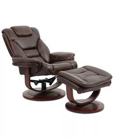 the reclining chair and ottoman are both brown