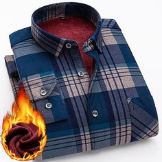 Season:Winter; Function:Soft,Stretchy; Fabric:95% Polyester 5% Spandex; Sleeve Length:Long Sleeve; Look After Me:Machine wash,Washable; Gender:Men's; Style:Fashion,Smart Casual,Business,Formal,Casual; Includes:Shirt; Elasticity:Micro-elastic; Tops Type:Dress Shirt,Flannel Shirt,Button Up Shirt,Collared Shirt; Occasion:Back to Office,Party,Wedding,Work; Age Group:Teenager,Adults'; Fit Type:Slim; Pattern:Tartan; Design:Button-Down; Neckline:Turndown,Square Neck; Special Size:Normal; Front page:FF; Winter Long Sleeve Shirt With Buttons, Winter Blue Shirt With Buttons, Winter Blue Buttoned Shirt, Fitted Shirt With Buttons For Winter, Winter Cotton Shirt With Button Closure, Winter Shirt With Button Closure And Casual Collar, Winter Cotton Shirt With Buttons, Fitted Long Sleeve Flannel Shirt For Winter, Winter Shirt With Button Closure