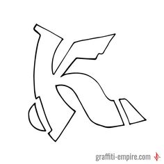 the letter k is drawn in black and white