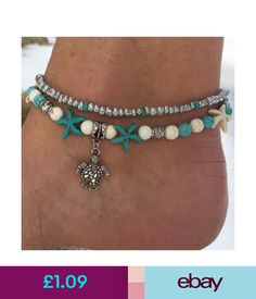 Bracelets #ebay #Jewellery & Watches Turquoise Ankle Bracelet, Turtle Anklet, Cute Anklets, Leather Anklets, Hammered Silver Jewelry, Bracelet Shop