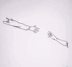 two hands reaching for each other in the air with one hand extended out to another