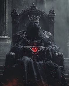 a person sitting on a throne with a heart in their hands